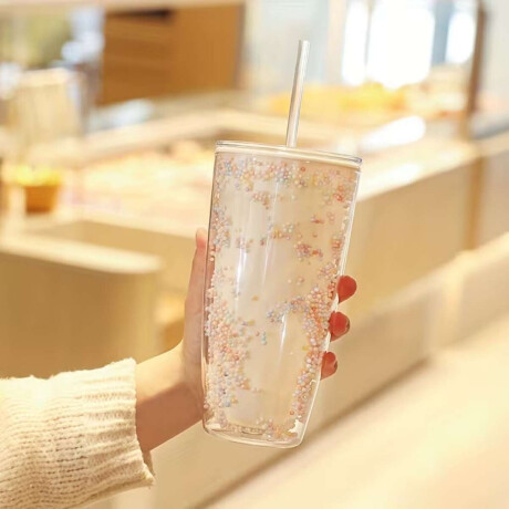 Vaso plástico con sorbete 710ml Blanco