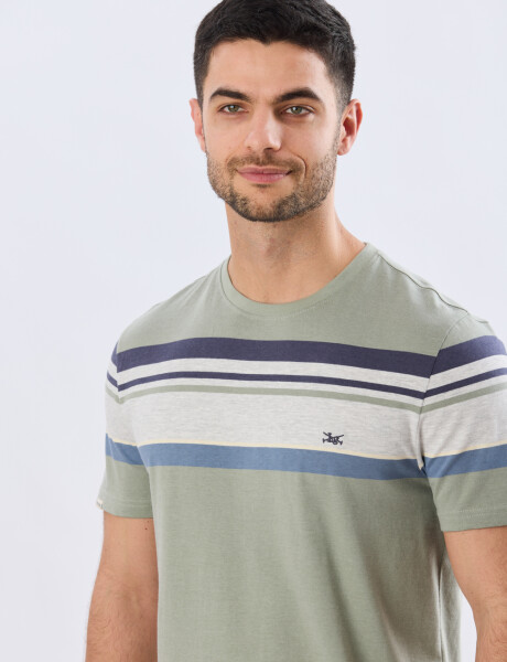 REMERA RAYADA DE ALGODÓN Pistacho