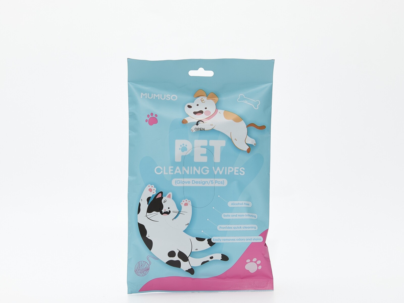 TOALLITAS DE LIMPIEZA PARA MASCOTAS (DISEÑO DE GUANTE/5 PIEZAS) 