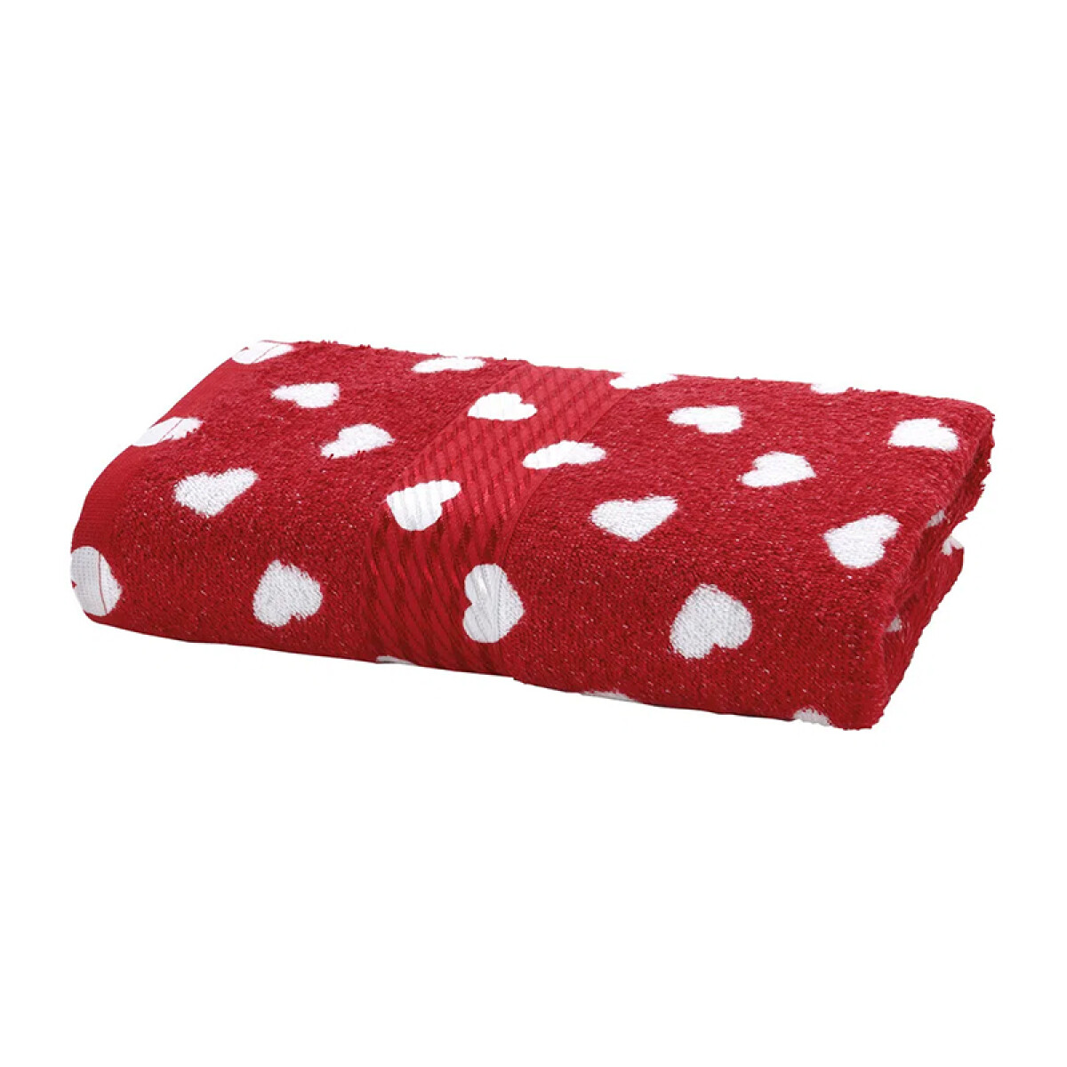 Toalla de Mano Estampada Prisma 100% Algodón 50 x 80 cm - Rojo / Corazón Blanco 