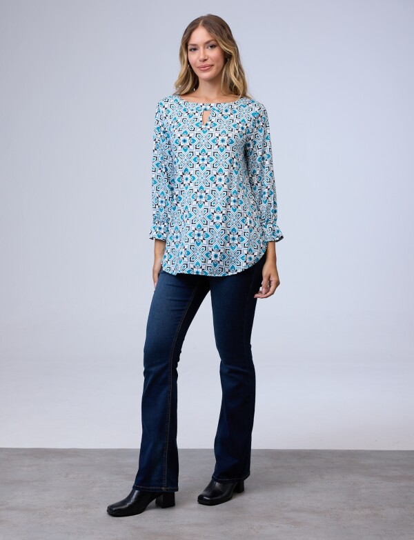 Blusa Keyhole MULTI/TURQUESA