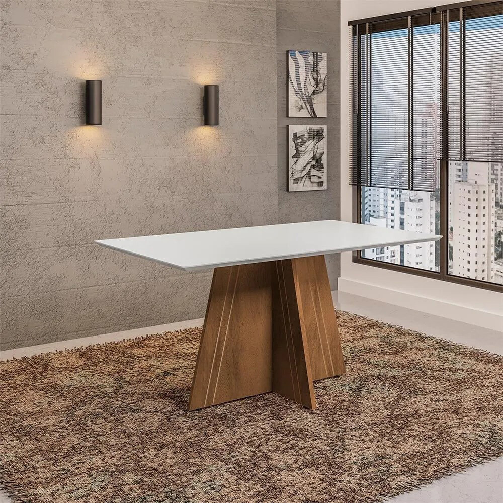 MESA DUBLIN 1.60X0.90M LIGHT C/VIDRIO COLOR BLANCO Mesa Dublin 1.60x0.90m Light C/vidrio Color Blanco