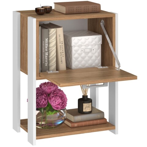 Mesa de Luz Noche Rivoli - Puerta Batiente y Estante Inferior - 45x60cm - Miel / Blanco Mesa de Luz Noche Rivoli - Puerta Batiente y Estante Inferior - 45x60cm - Miel / Blanco