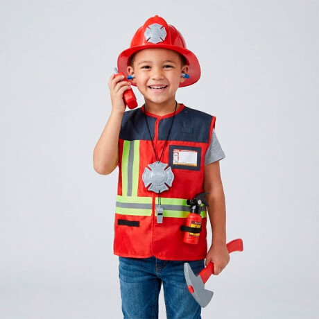 Set Disfraz Completo Bombero Policía Constructor Bombero