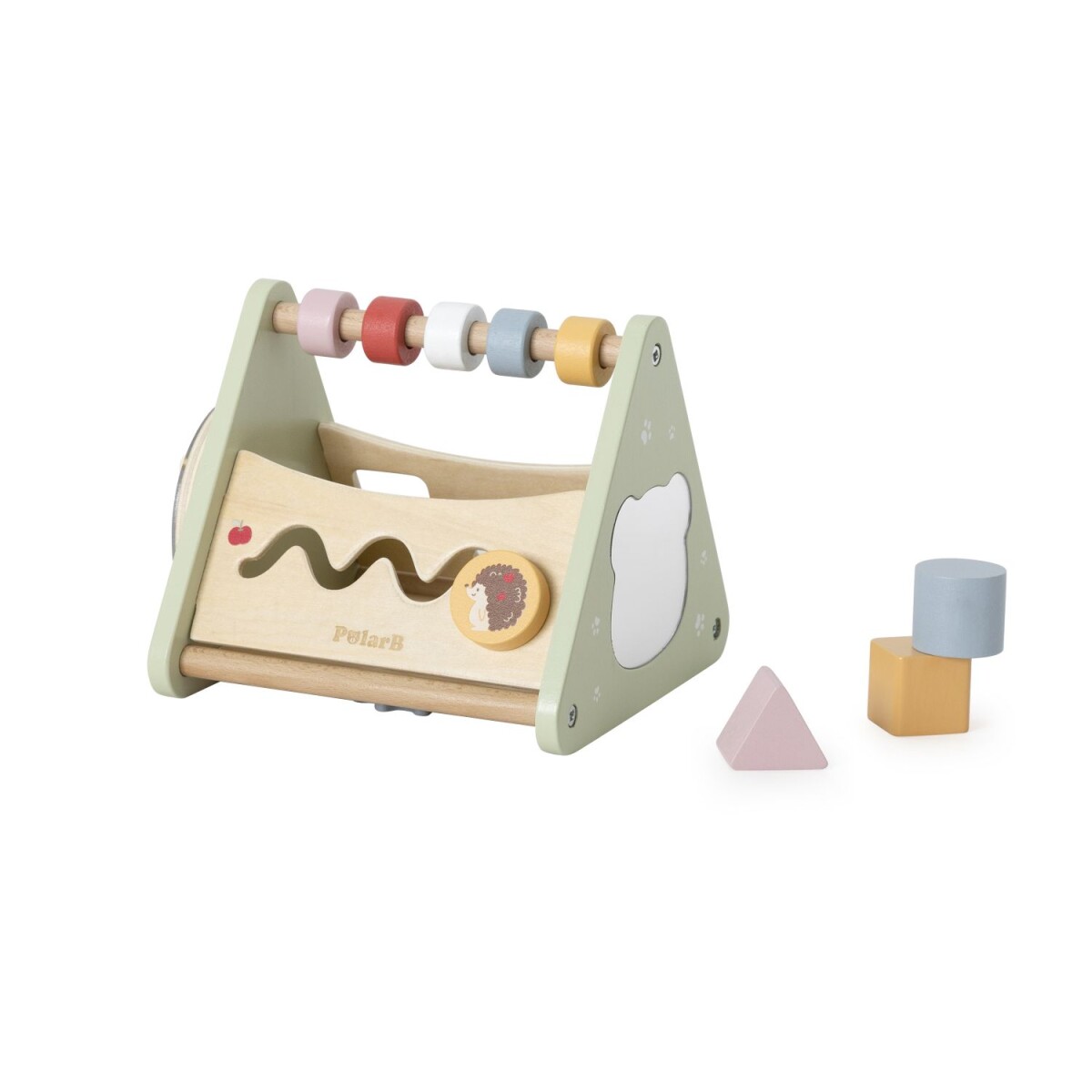 Triangulo de madera con actividades para niño 