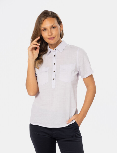 CAMISA DE LINO MEDIO BOTÓN Lila