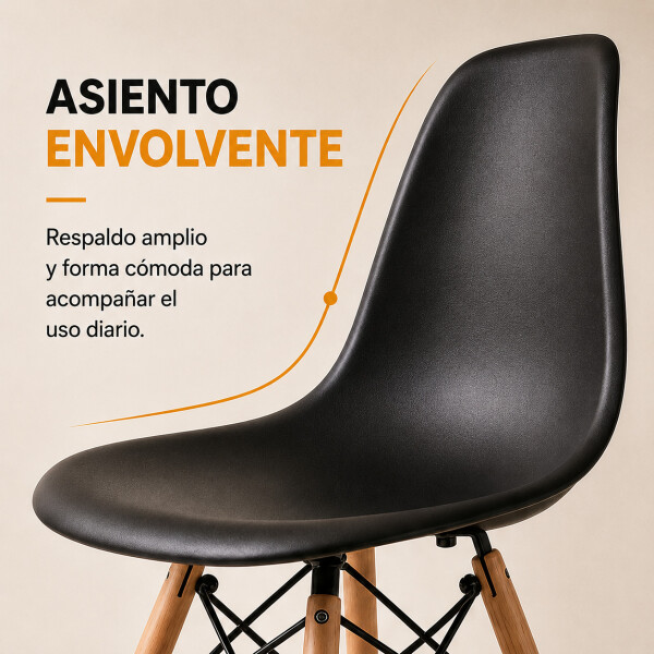 Silla de Comedor ComboHome Eames Reforzada Nórdica Pack X6 Negro 1