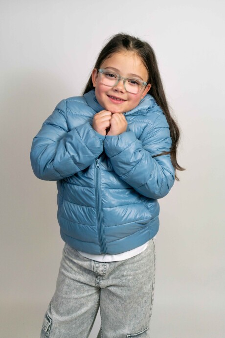 Campera Con Capucha Celeste