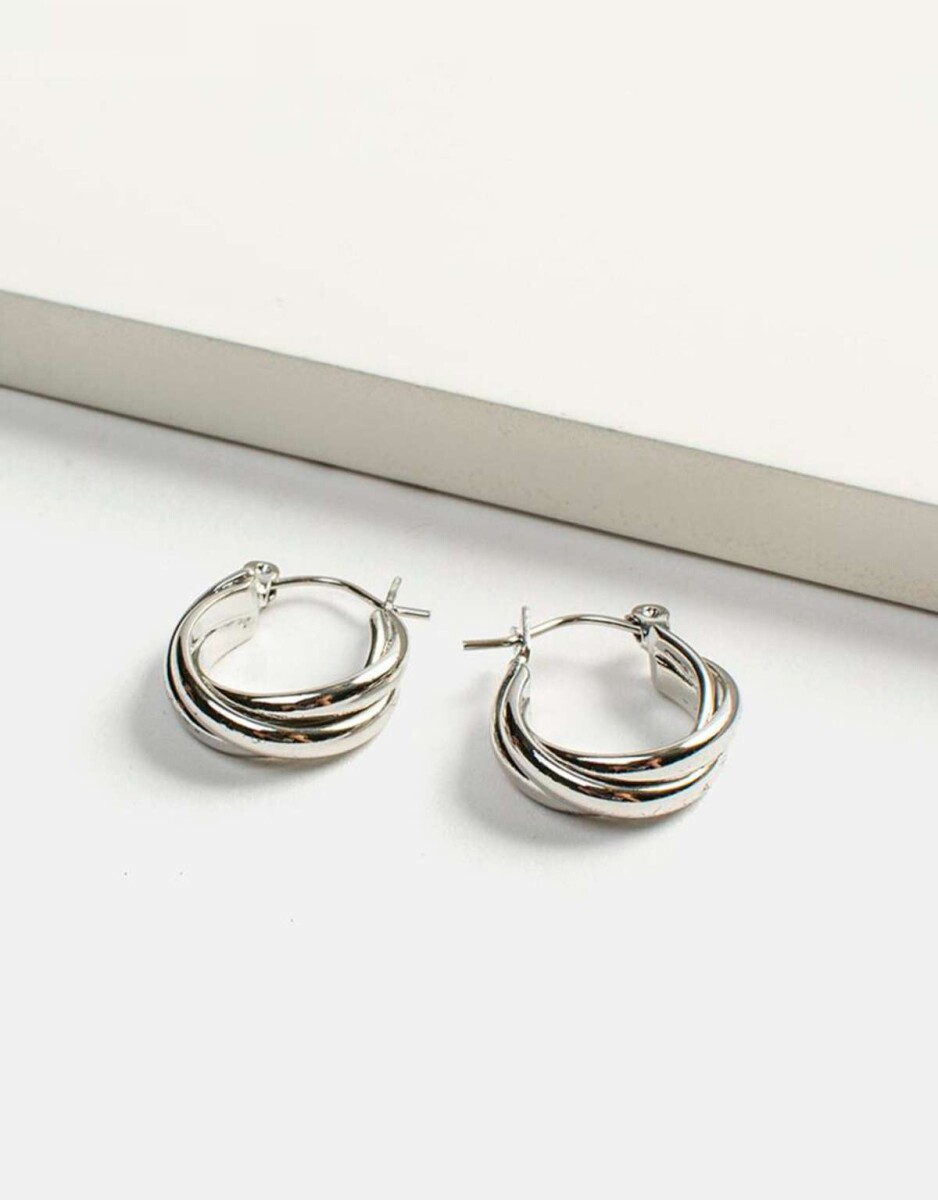 Aretes Argollas Entrelazadas - Plateado Rodio 