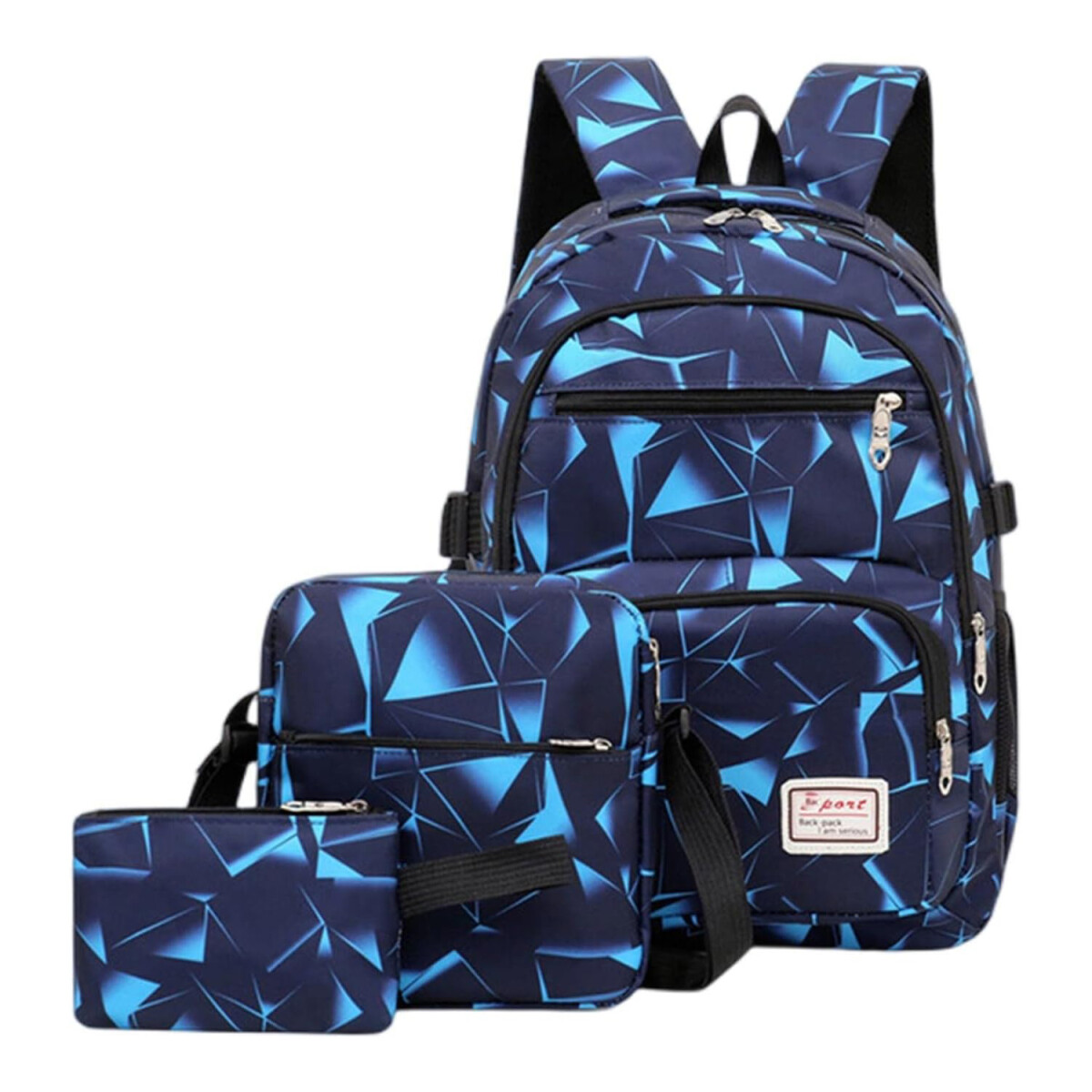 Set Mochila Bolso Monedero Alumno 3 Piezas Unisex Resistente - Cyan 