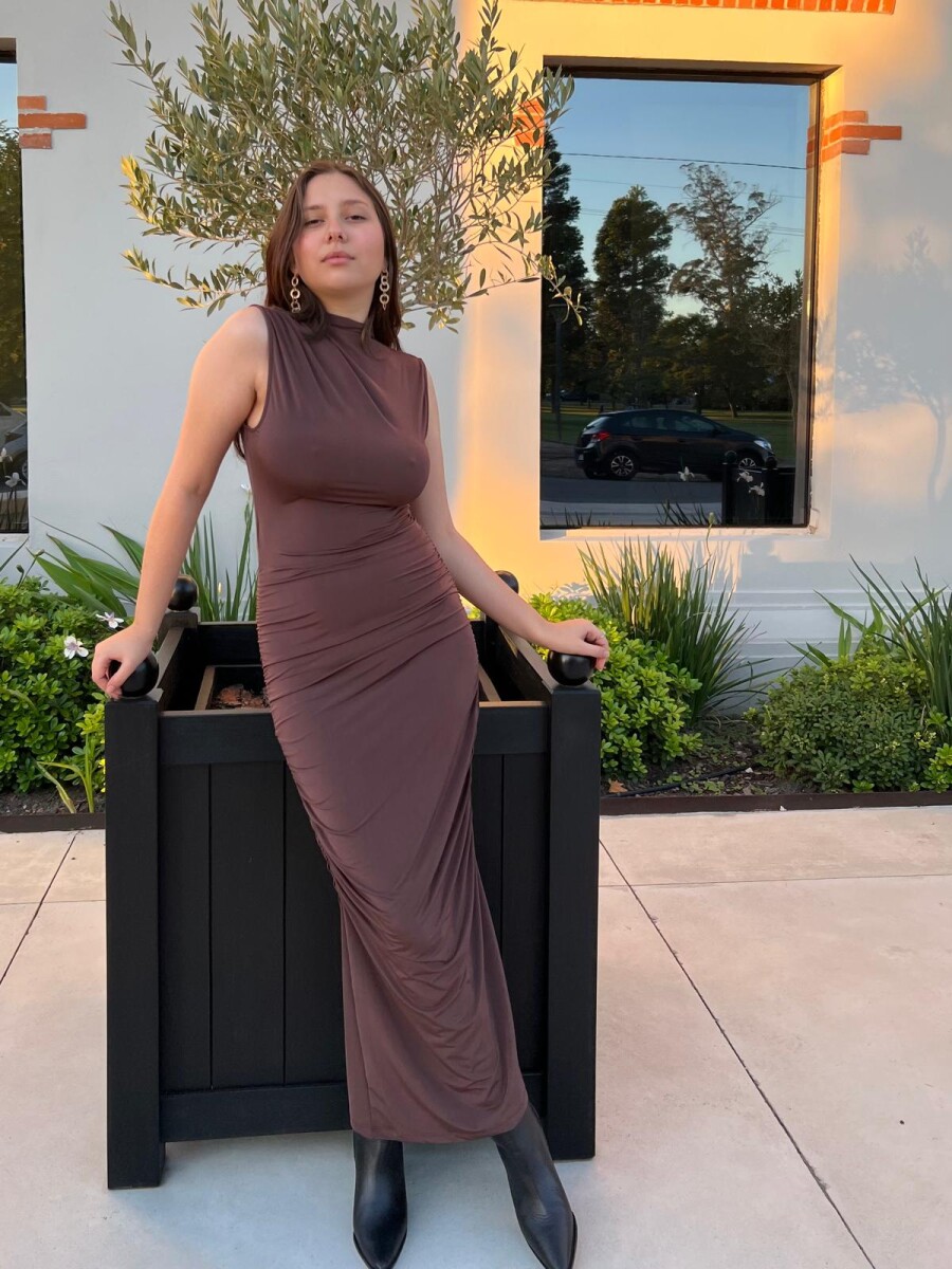 Vestido Drapeado Francis - Marrón 