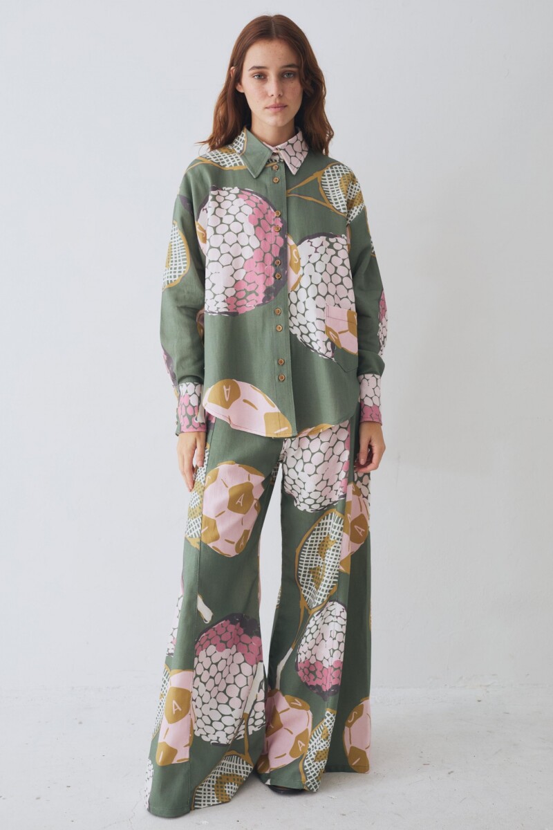 PANTALON WIDE XL PRINT TEAM Macros Verde