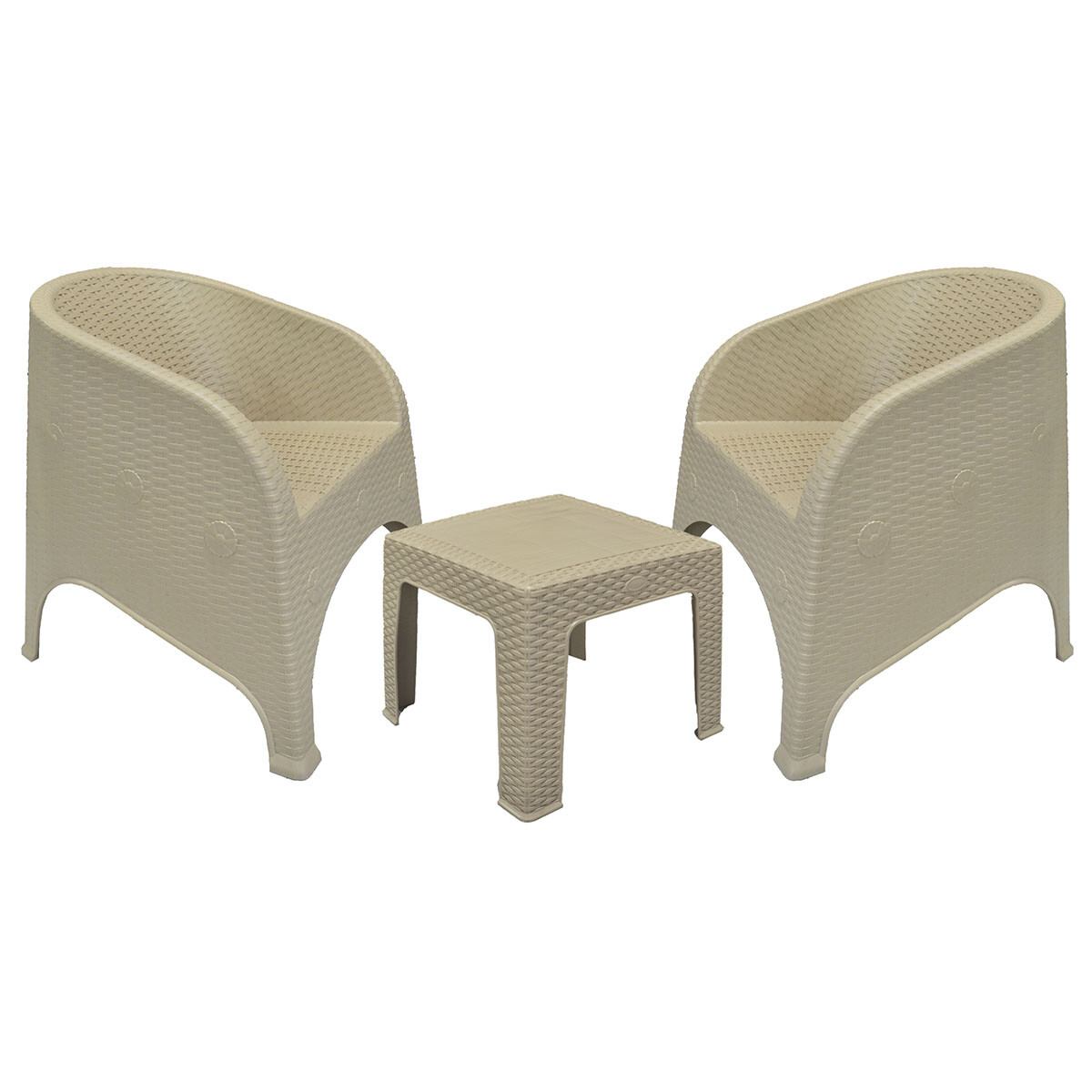 2 Sillones tucos + Mesa cuadrada - BEIGE 