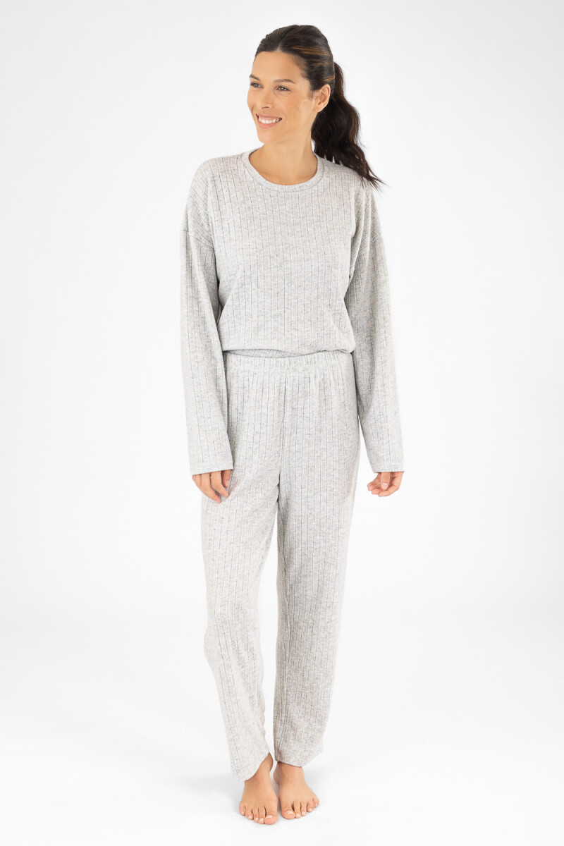 Pantalon rib grueso gris Gris