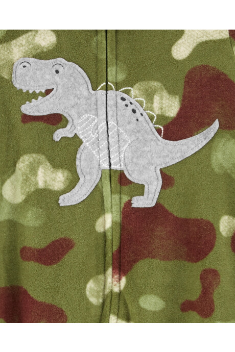 Pijama una pieza de micropolar con pie camuflado estampa dinosaurio Sin color