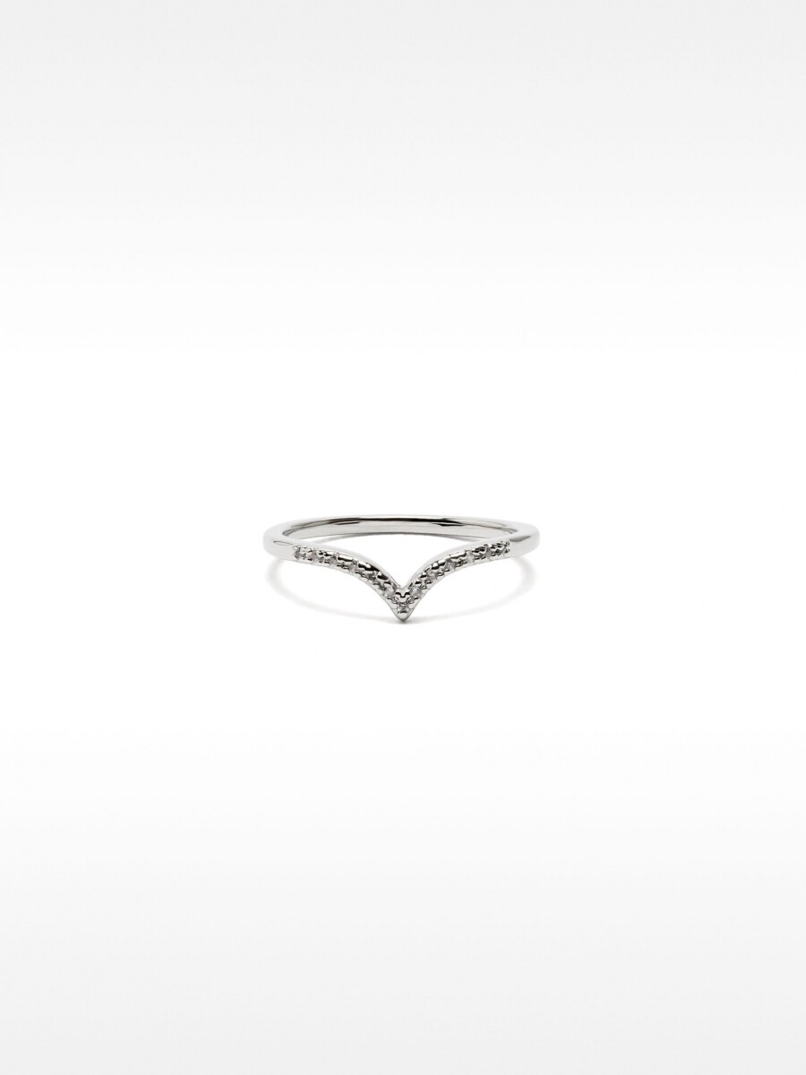 Anillo De Punta Con Circonitas plateado
