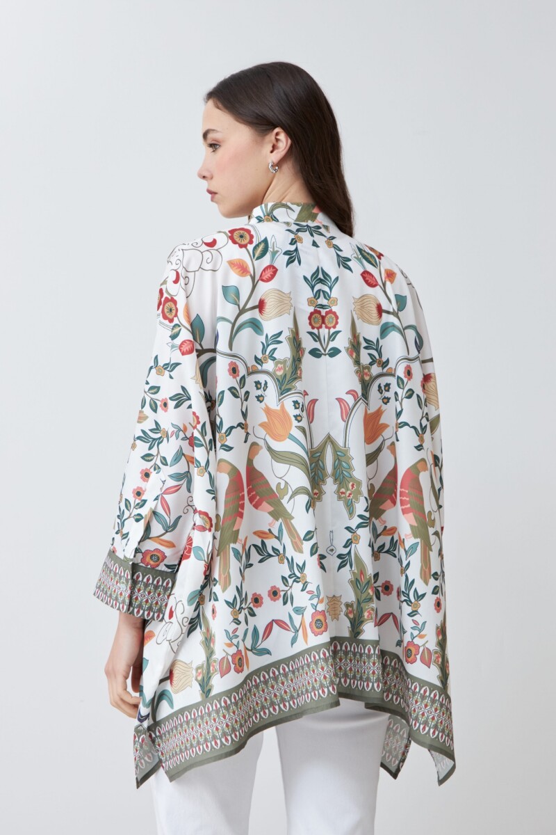 Camisa oversized con estampa floral verde oliva