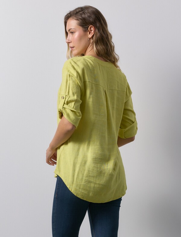 Blusa Lino Botones VERDE