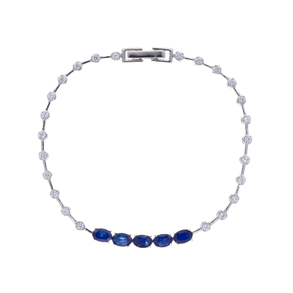 Pulsera de Plata rodinada y Záfiro azul 