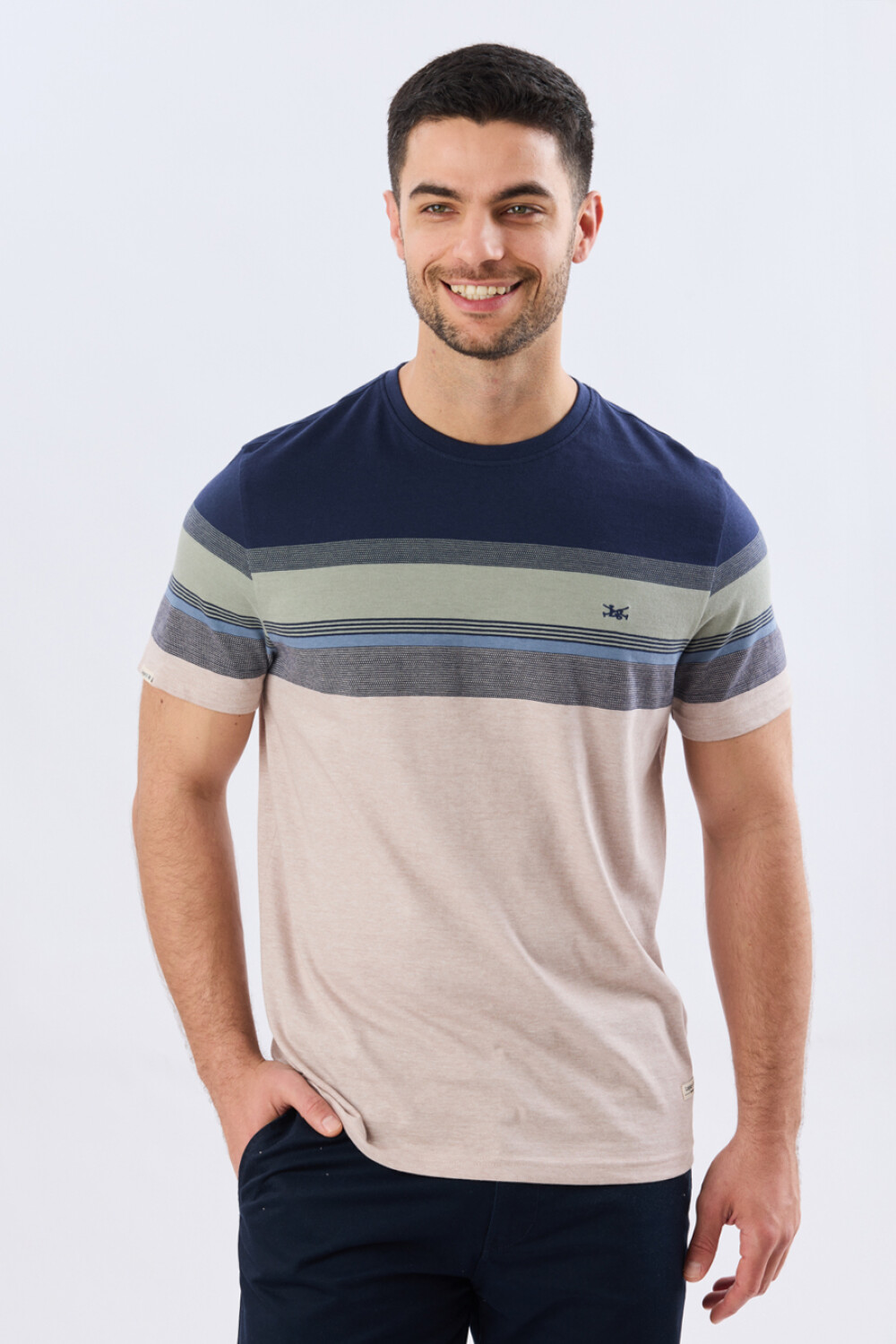 REMERA RAYADA DE ALGODÓN Beige