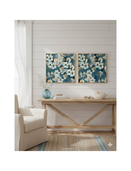 CUADRO CANVAS 60x60cm MARCO PINTURA FLORES AZUL 1 CUADRO CANVAS 60x60cm MARCO PINTURA FLORES AZUL 1