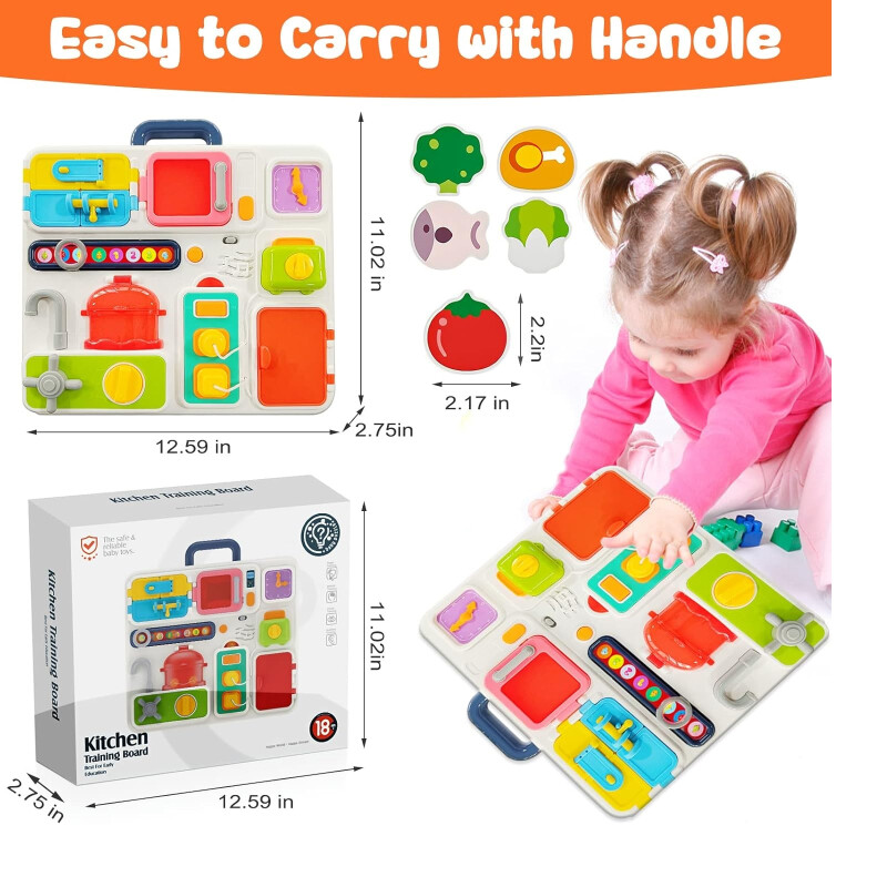 Tablero manipulador de cocina con efectos de sonido y luces Montessori Tablero manipulador de cocina con efectos de sonido y luces Montessori