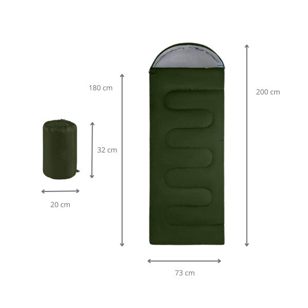 Sobre de Dormir con Capucha Saco de 2 M Aislante Para Camping Color Verde Sobre de Dormir con Capucha Saco de 2 M Aislante Para Camping Color Verde