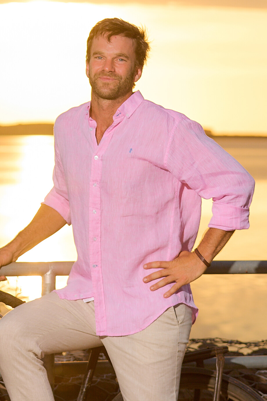 Camisa de Lino Rosa