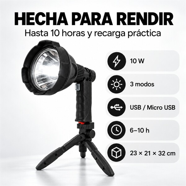 Foco Faro Tipo Mulita 10 Watts Recargable Linterna Tripode Foco Faro Tipo Mulita 10 Watts Recargable Linterna Tripode