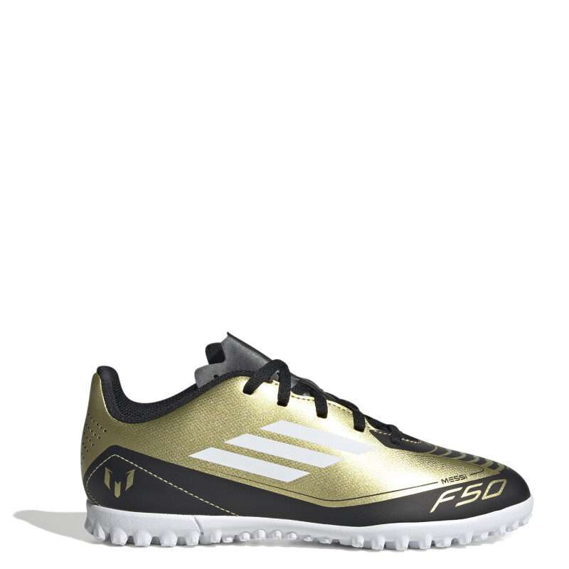 Championes de Niños Adidas Fútbol 5 F50 Club Messi TF Dorado - Negro - Blanco