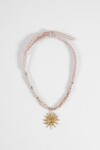 Collar acero cordón dije sol dorado