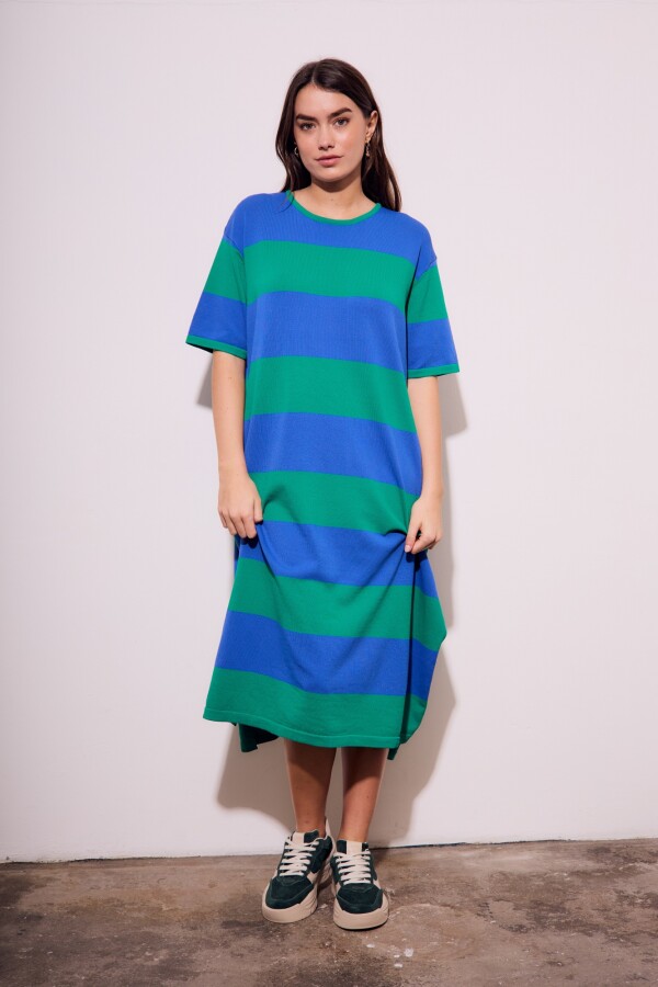 Vestido Tejido Rayado Verde