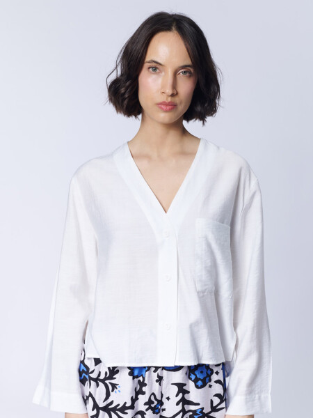 Camisa cuello v Blanca
