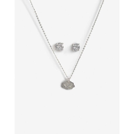 Set De Aros Y Cadena En Plata Para Niñas Plateado Rodio