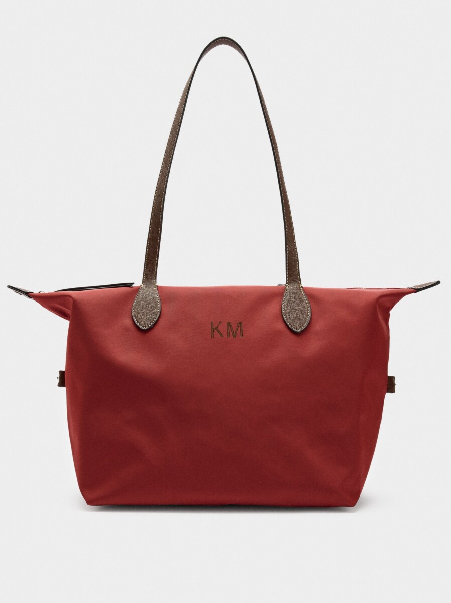 Bolso Shopper Liso De Nylon - rojo 