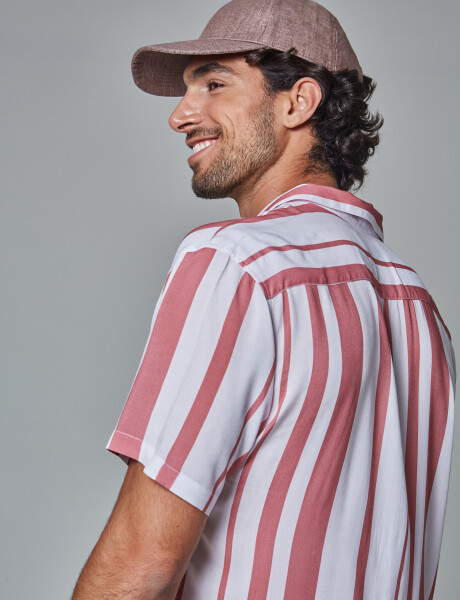 Camisa m/c rayada rosa
