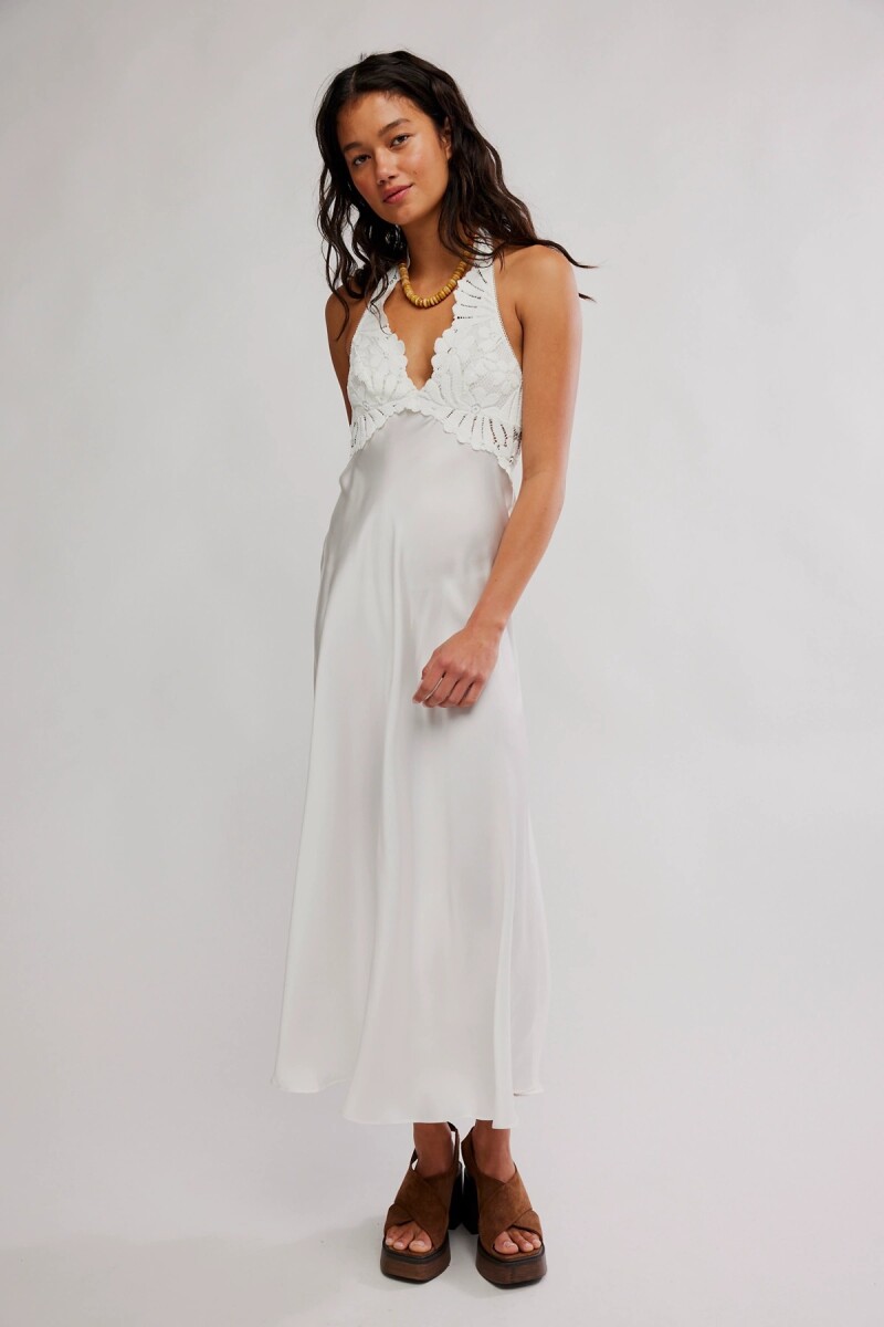 VESTIDO MIDI PETAL PARTY Marfil