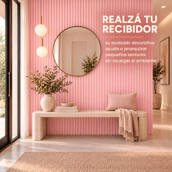 Pack x20 Wpc Simil Madera Wall Panel Lambrin 2.90x16.7 Rosa 1