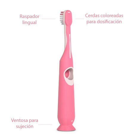 Cepillo Dental Kids 2-6 Años Suave Ventosa Con Tapa Rosa