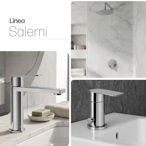 JUEGO DE GRIFERIA AQUALIA CROMO LINEA SALEMI CROMO