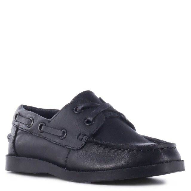 Zapato de Niño Boomerang nautico MAP de cuero para uniforme Negro