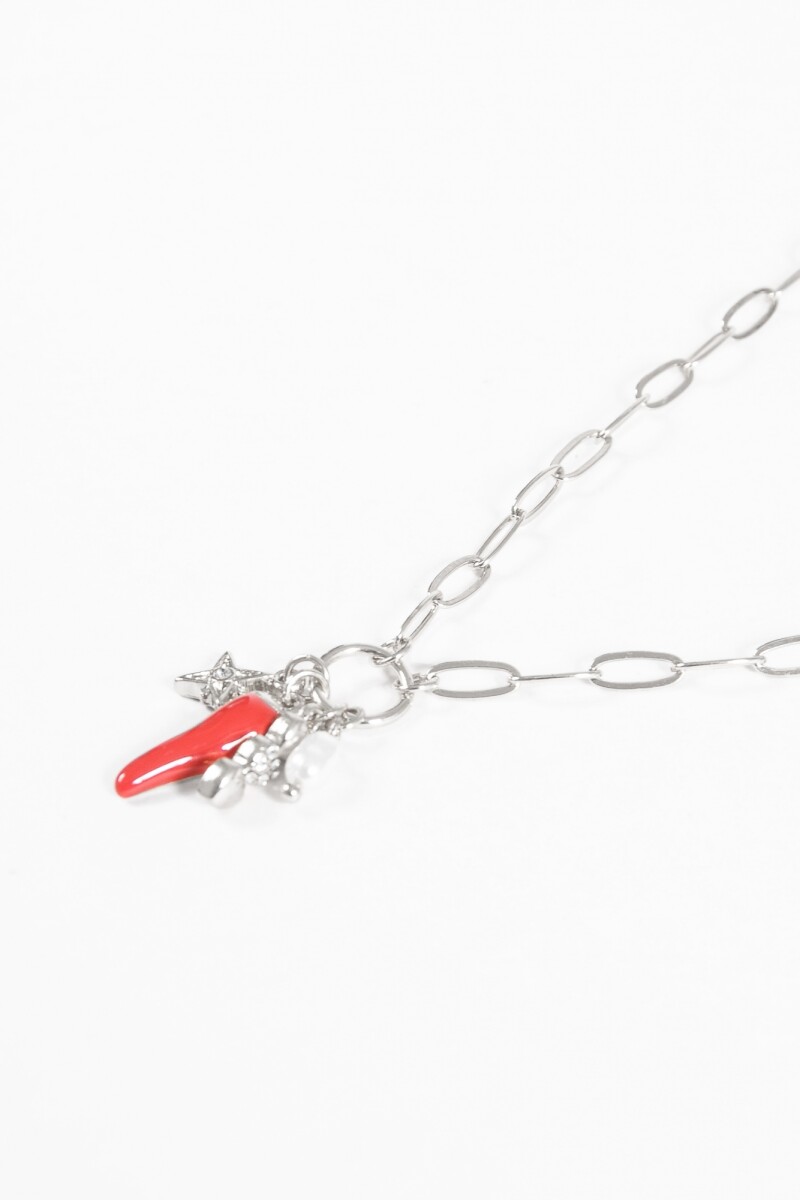 Collar cadena charms plateado