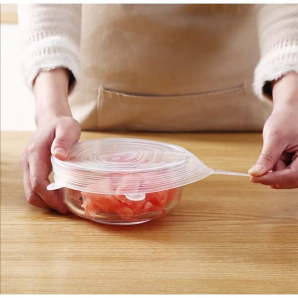 Tapas Tupper Silicona Adaptables Y Reutilizables Set De 6 Color Variante Transparente