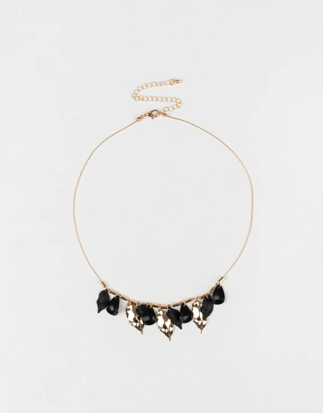 Collares Cortos Hojas Collar Con Dijes - Combinacion Bicolor