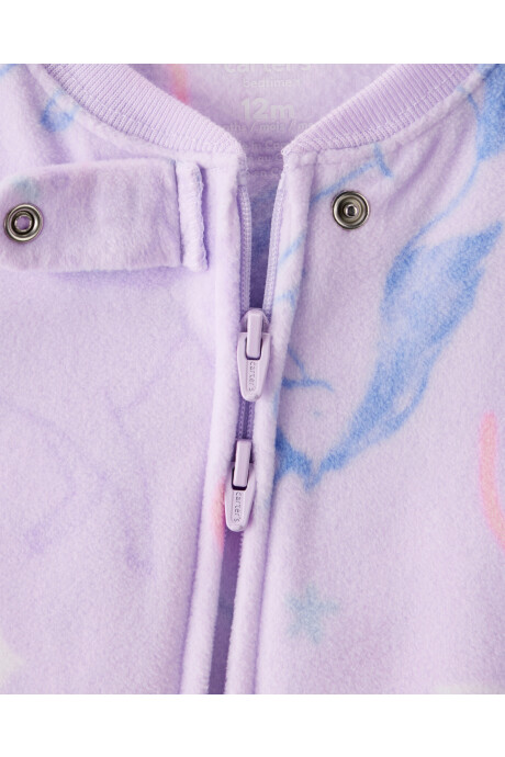 Pijama una pieza de micropolar, con pie, diseño unicornio Sin color