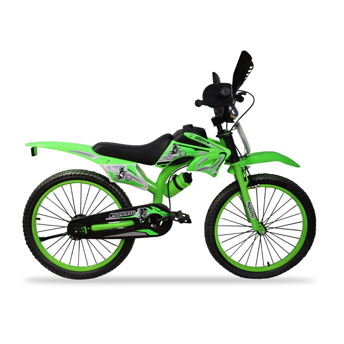 Bicicleta Infantil Diseño de Moto Rodado 20 con Roncador - VERDE 