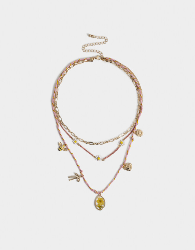 Collares Cortos Flores atrapadas Collares Cortos Flores Atrapadas - Dorado
