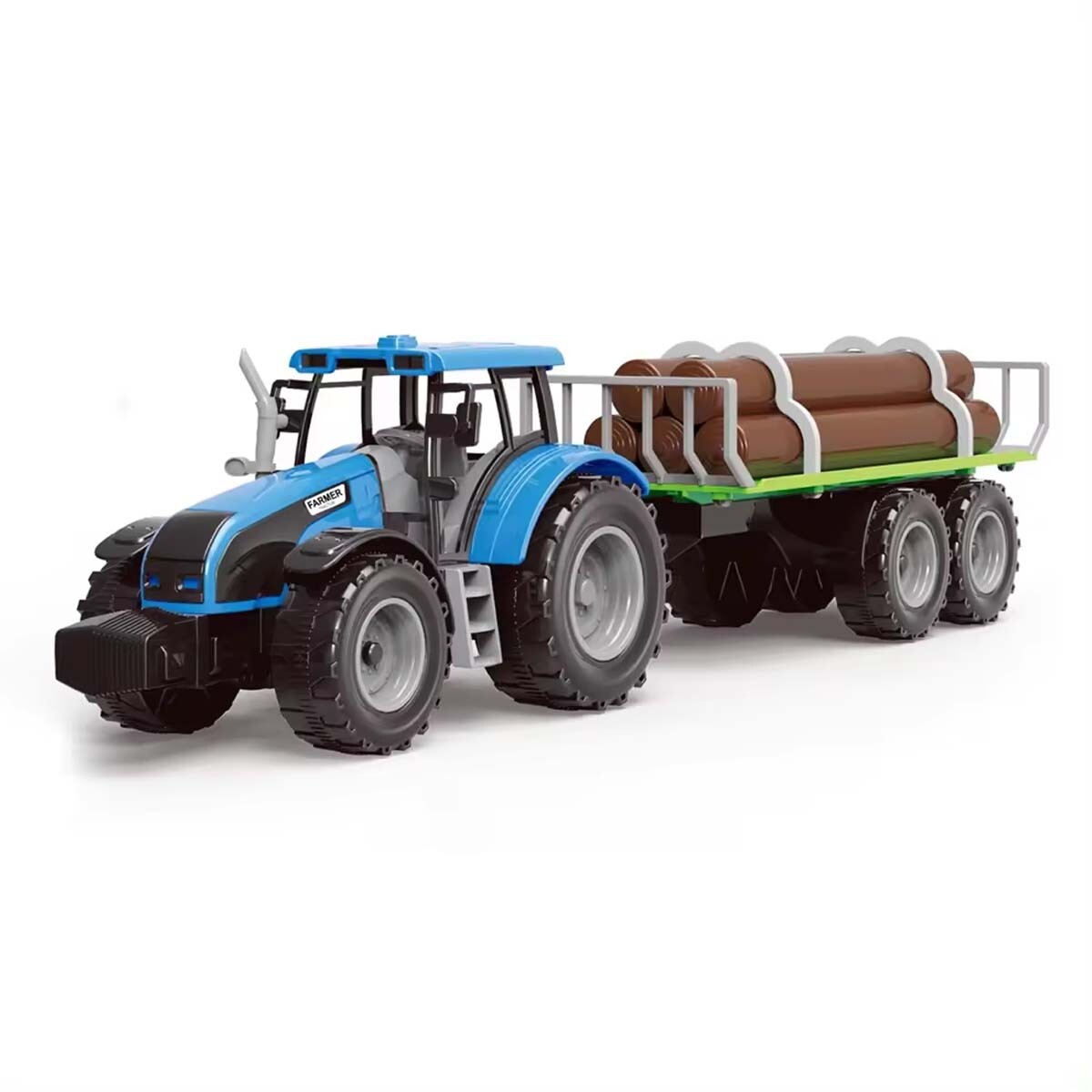 Tractor Camión con Tráiler Juguete a Fricción Plástico Niños - Azul 