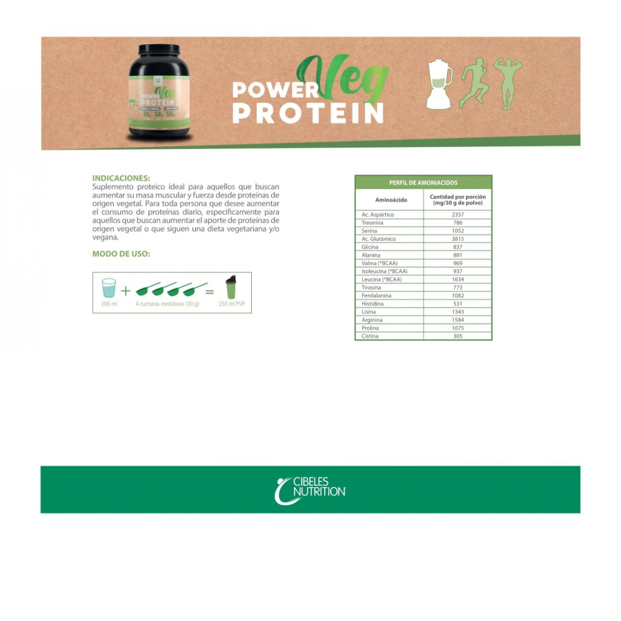 Suplemento Cibeles Nutrition Power Vegan Protein Beige Natural