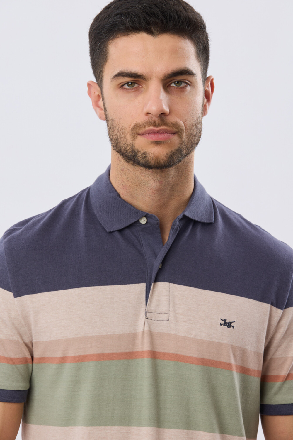 REMERA POLO RAYADA JERSEY Azul